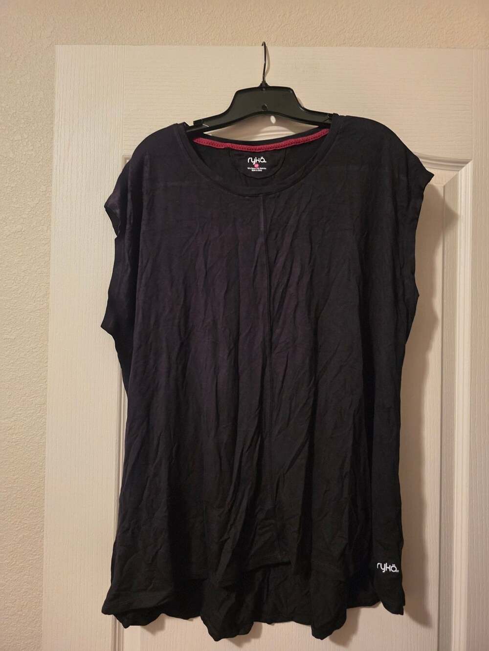 Ryka Athletic T-Shirt Women's Plus Size 3X Black Rayon Spandex Active Top
